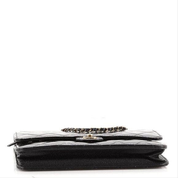 Chanel Wallet on Chain CC Eyelet Quilted Black Patent Leather Cross Body Bag - Picture 5 of 12